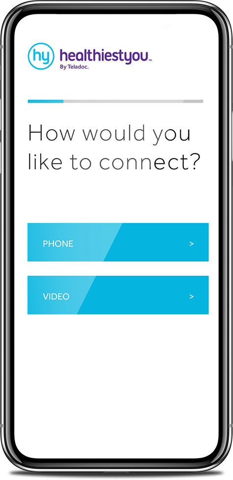Screenshot of the healthiestyou by Teladoc mobile app